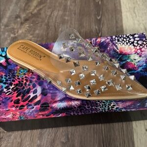 Cape Robbin Clear Studded Sandals